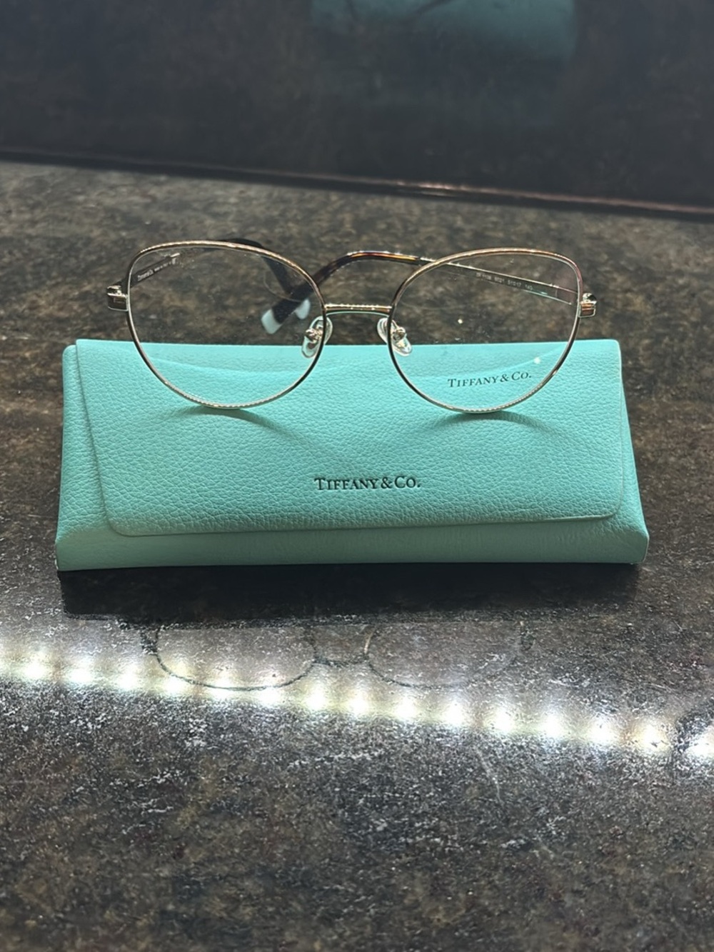 Tiffany & Co. Women's Gold Metal Frame Glasses with Tiffany Blue Case
